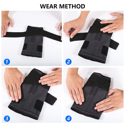 Breathable Compression Knee Sleeve for Men and Women, Adjustable Support for Patellar Tendon Pain and Arthritis Relief, Large Size, Black