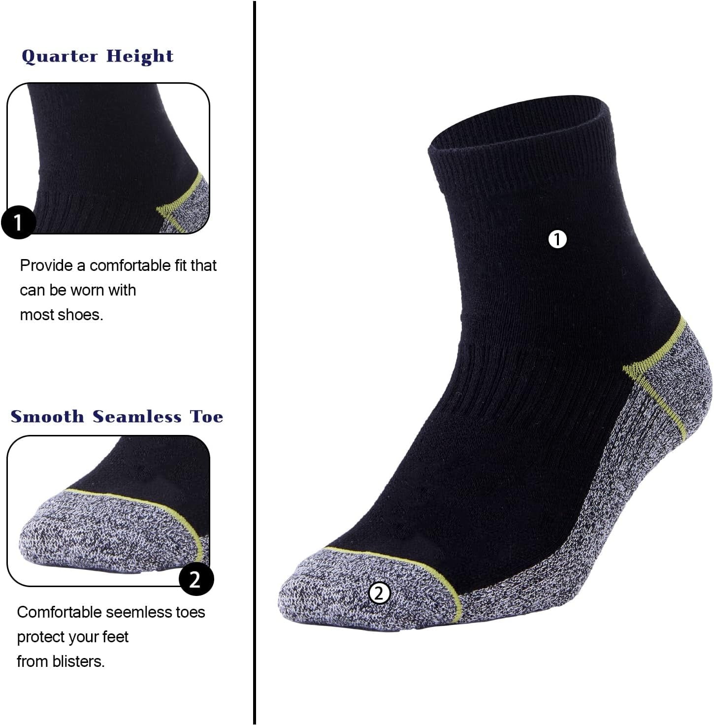 Copper Infused Quarter Socks Improve Foot Health Odor Control with Moisture Wicking Durable Comfortable Fit